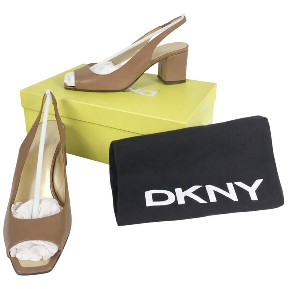 NEW $245 Donna Karan DKNY Shoes (Heels)!7 or 9 Tan With Open Toe Made in Italy